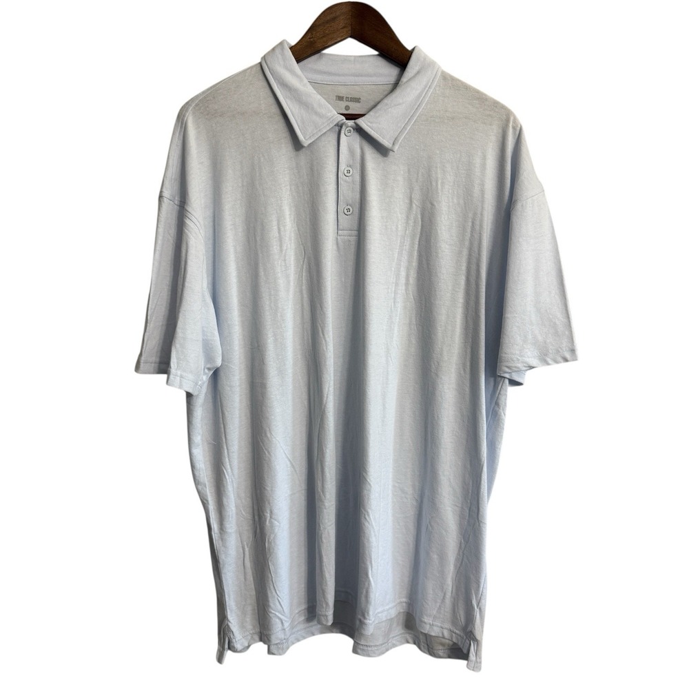True Classic polo mens 2XL XXL blue preppy stretch slimming business casual work